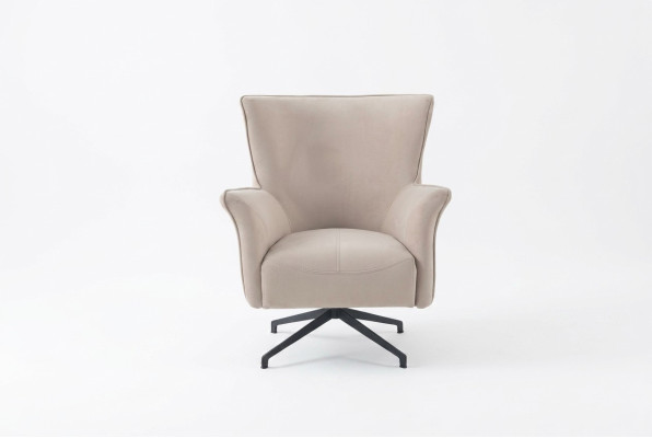 Beige living room single designer relaxation upholstered armchair with metal legs