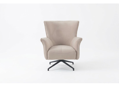 Beige living room single designer relaxation upholstered armchair with metal legs