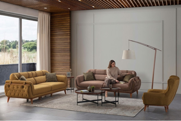 Chesterfield braided set living room sofas 2x three-seater armchair furniture