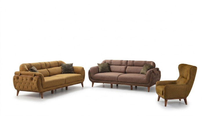 Chesterfield braided set living room sofas 2x three-seater armchair furniture