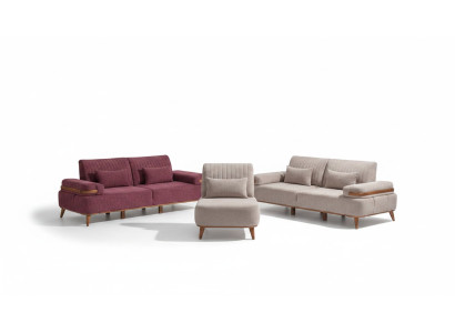 Beige-pink sofa set exclusive three-seater upholstered 3-seater single seater