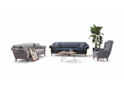 Blue-Grey Living Room Set Modern Sofa Set 3+3+1 Seater Armchair New