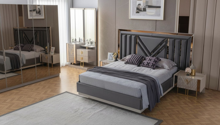 Black stainless steel double bed exclusive bedroom furniture nightstands