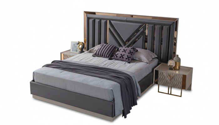 Black stainless steel double bed exclusive bedroom furniture nightstands