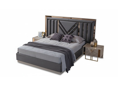 Black stainless steel double bed exclusive bedroom furniture nightstands