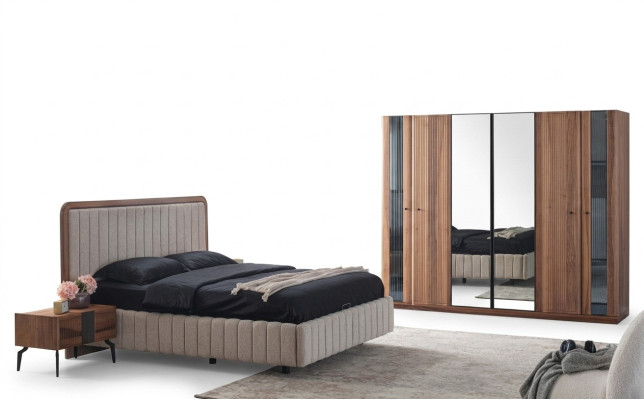 Exclusive bedroom set: bed, 2 bedside tables, and 4-piece wardrobe.