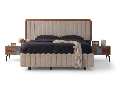 Stylish bedroom furniture luxurious upholstered bed wood nightstands