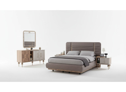 Noble bedroom set upholstered bed nightstands vanity table mirror