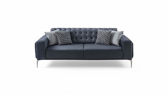 Chesterfield Gray 3-Seater Living Room Three-Seater Textile Couches New