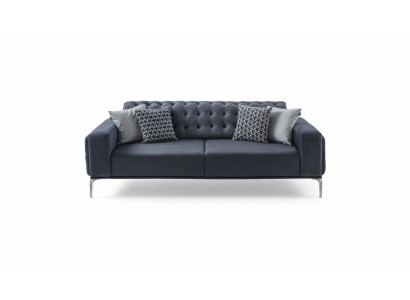 Chesterfield Gray 3-Seater Living Room Three-Seater Textile Couches New