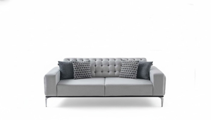 Modern Chesterfield Light Gray 3-Seater Living Room Luxury Sofa