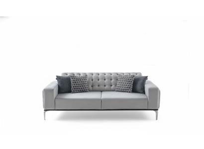 Modern Chesterfield Light Gray 3-Seater Living Room Luxury Sofa