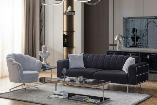 Seating Set Modern Textile Couches Designer Three-Seater Upholstered Armchair