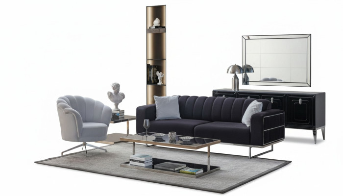 Seating Set Modern Textile Couches Designer Three-Seater Upholstered Armchair
