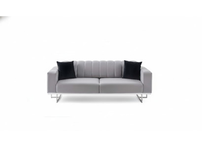 Light gray upholstered three-seater luxury sofas living room stylish couches