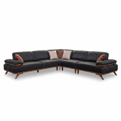 Black corner sofa designer L-shape luxurious sofa living room seating furniture