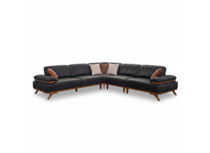 Black corner sofa designer L-shape luxurious sofa living room seating furniture