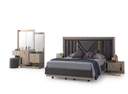 Complete bedroom set grey bed dressing table with mirror