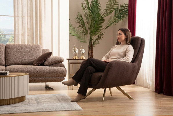 Brown velour armchair modern armchair living room textile furniture
