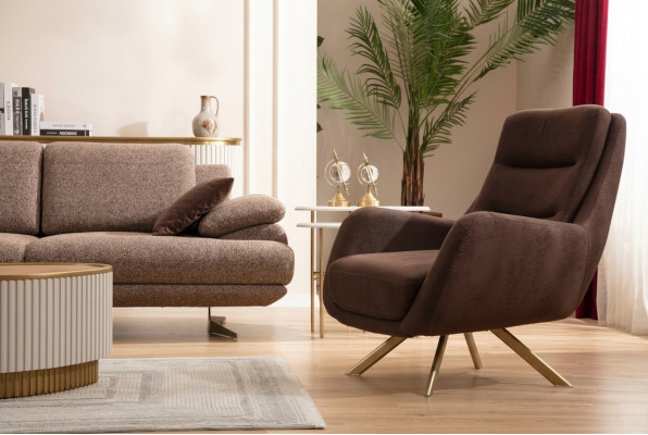 Brown velour armchair modern armchair living room textile furniture