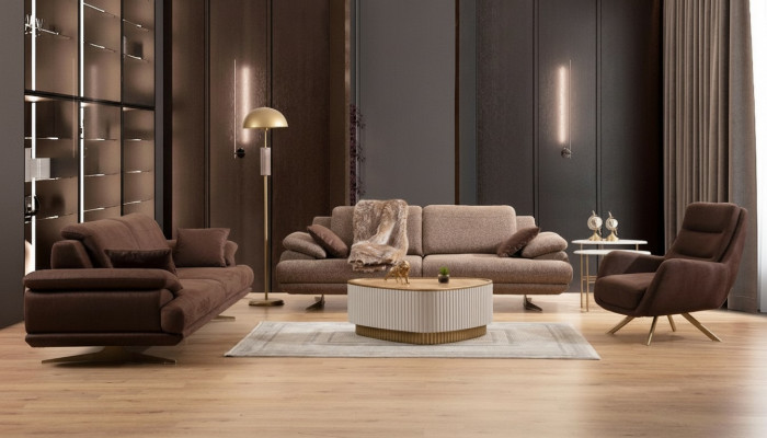 Brown living room sofas designer 3+3+1 seater suite single seater 3-piece set