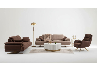 Brown living room sofas designer 3+3+1 seater suite single seater 3-piece set