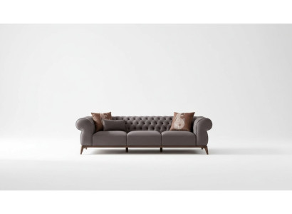 Gray living room sofa set luxury 4-seater designer 3-piece elegant armchair