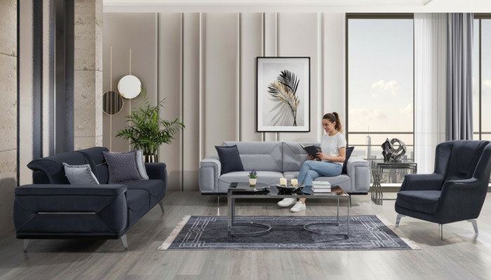 Gray living room sofas designer couches 3-seater luxury single-seater armchairs