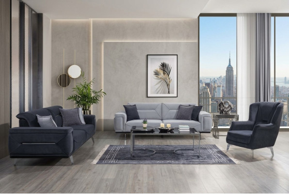 Gray living room sofas designer couches 3-seater luxury single-seater armchairs