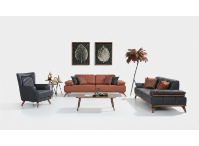 Designer living room set faux leather sofas leather armchair 3-piece furniture set