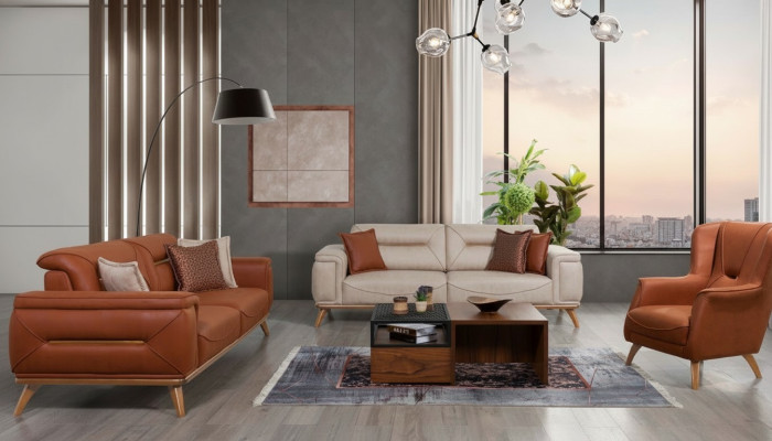 Living room designer seating furniture sofa sets 3-seater upholstered armchair 3-piece set