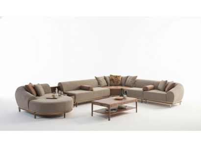 Modern beige corner sofa U-shape living landscape living room luxury sofas