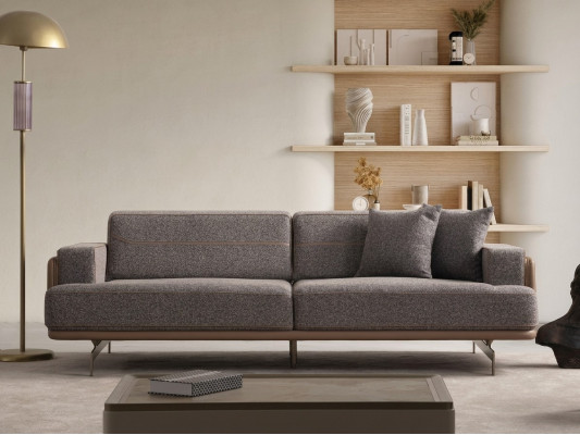 Gray Three-Seater Luxurious Living Room Couches Designer 3-Seater Sofa