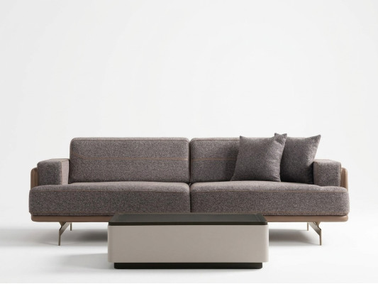 Gray Three-Seater Luxurious Living Room Couches Designer 3-Seater Sofa