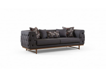 Black Chesterfield Sofa Designer Bed Function Living Room 3-Seater