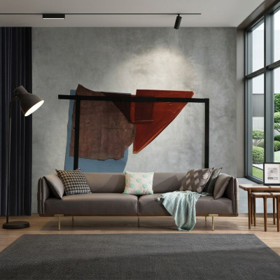 Gray stainless steel sofa living room 3-seater upholstered sofas fabric sofas new