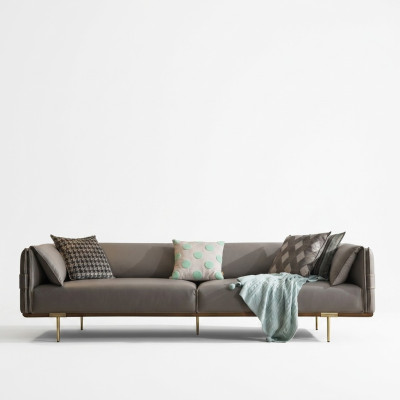 Gray stainless steel sofa living room 3-seater upholstered sofas fabric sofas new