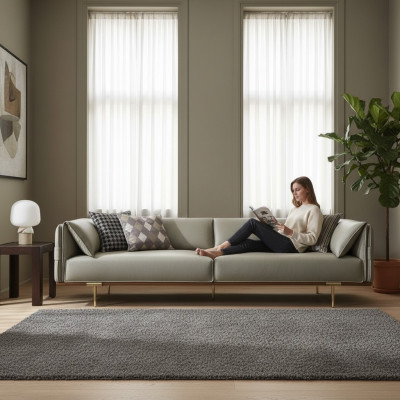 Green 3-seater living room leather sofas designer exclusive couch sofas