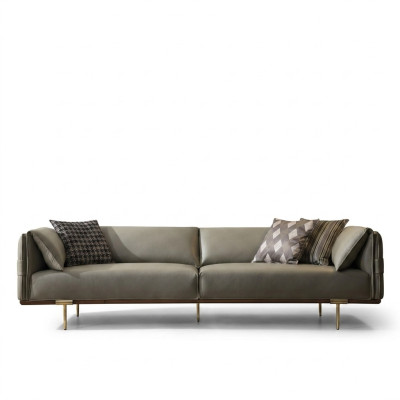 Green 3-seater living room leather sofas designer exclusive couch sofas