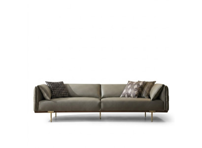 Green 3-seater living room leather sofas designer exclusive couch sofas