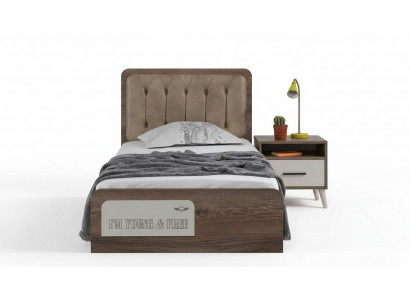 Braunes Kinderzimmer Einzellbett Designer Holz Nachttisch 2tlg Luxus Set