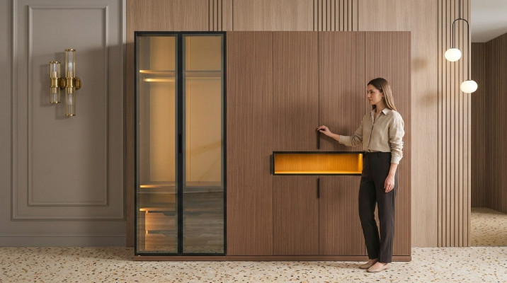 High-quality wardrobe exclusive bedroom furniture LED cabinets