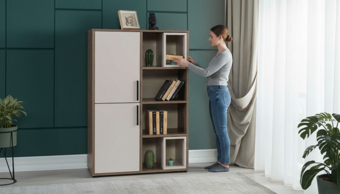 Modern white bookshelf children's room furniture designer wooden cabinets