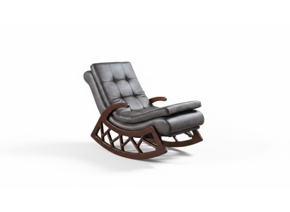 Exclusive Gray Rocking Chair Living Room Relaxation Furniture Wood Frame New