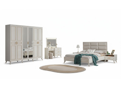 Bedroom Designer Double Bed Luxury Dressing Table Noble Stool 7-piece Set