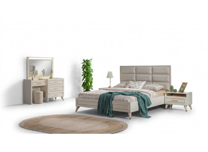 Large bedroom set double bed dressing table stool mirror 6-piece