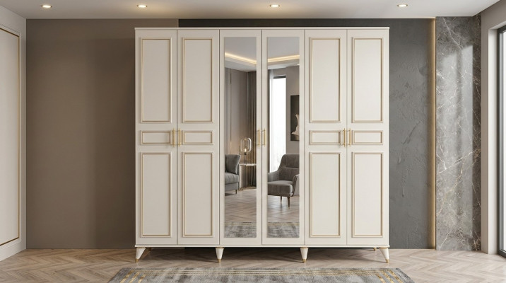 White wardrobe glass cabinet bedroom designer wood furniture new