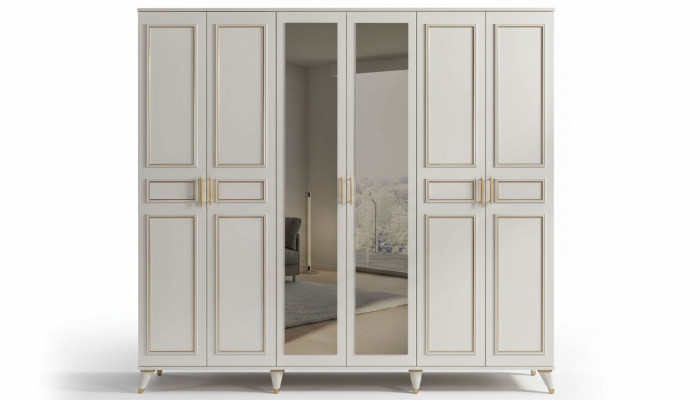 White wardrobe glass cabinet bedroom designer wood furniture new