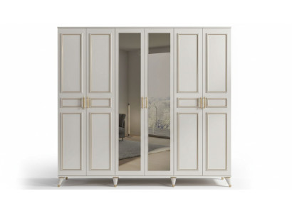 White wardrobe glass cabinet bedroom designer wood furniture new