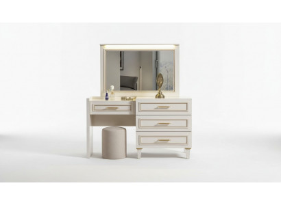 Noble bedroom furniture white dressing table mirror upholstered stool 3-piece set